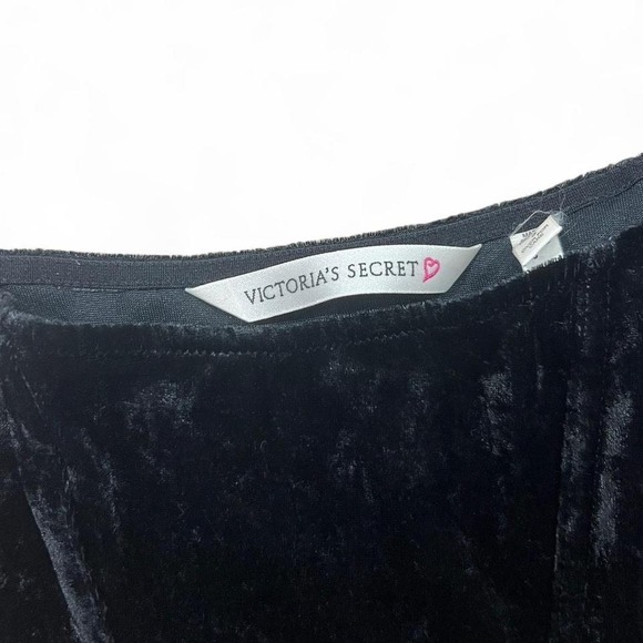 Vintage 90s Victoria's Secret‎ Black Cami Tank Top Crushed Velvet Velvour S Goth - Picture 3 of 4